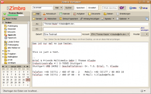 Zimbra Desktop beim Verfassen eine Mail